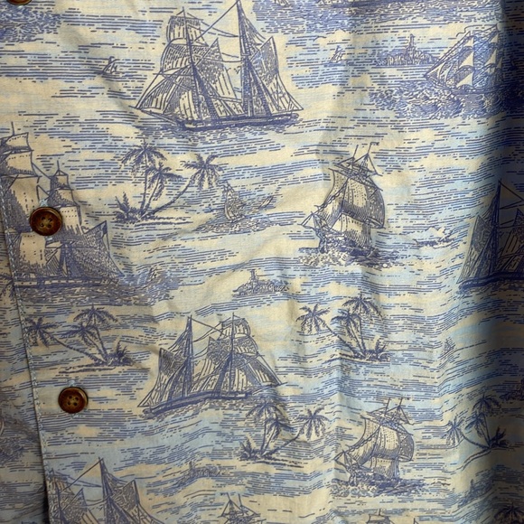 NWT Men’s Saddlebred Button Down Dress Shirt Pirate Ships Theme Size Large - Picture 4 of 10